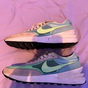 Nike Green and Blue Sneakers Sleek Design